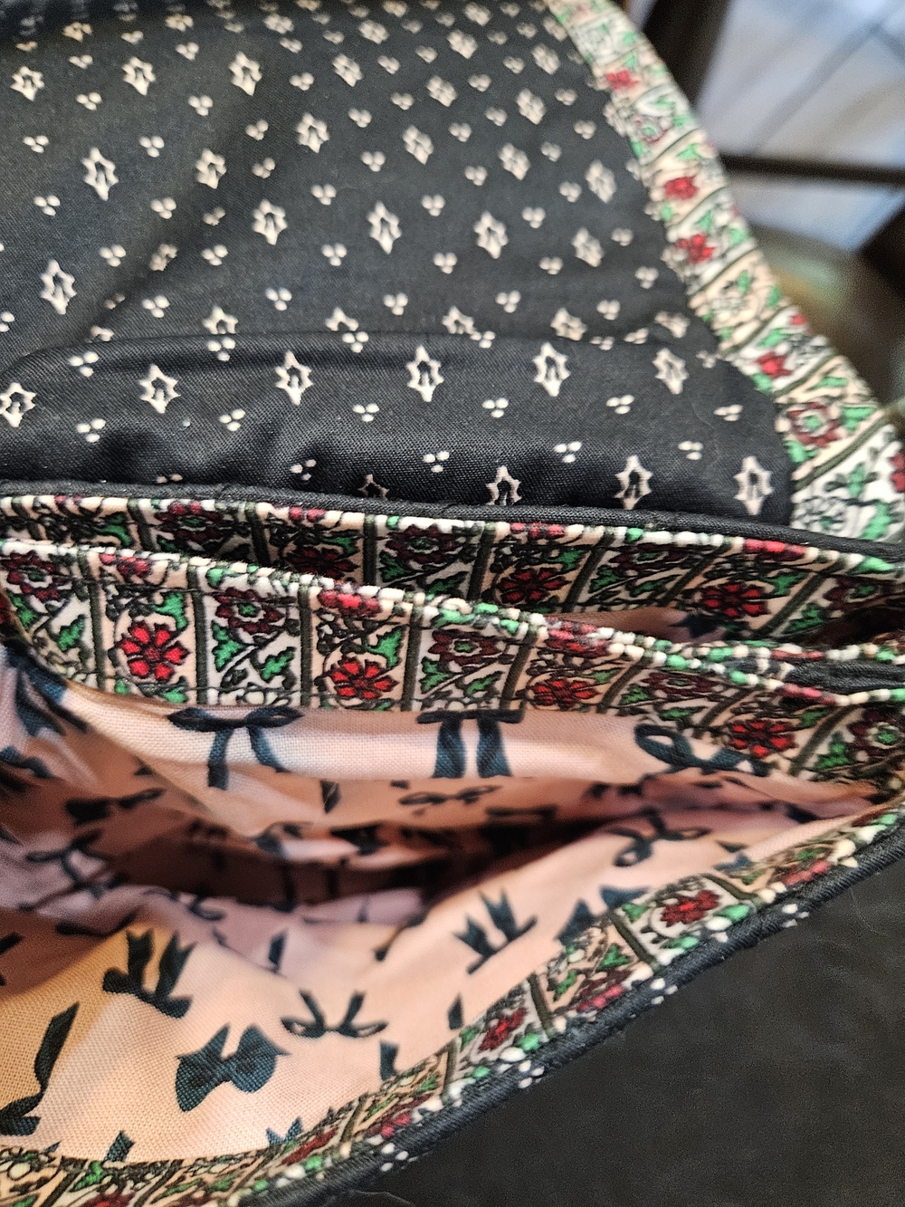 Vera Bradley Navy Quilted Crossbody with Floral Trim - Picture 3 of 5